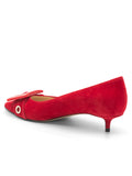 Womens Red Suede Diana Pointed Toe Kitten Heel 6