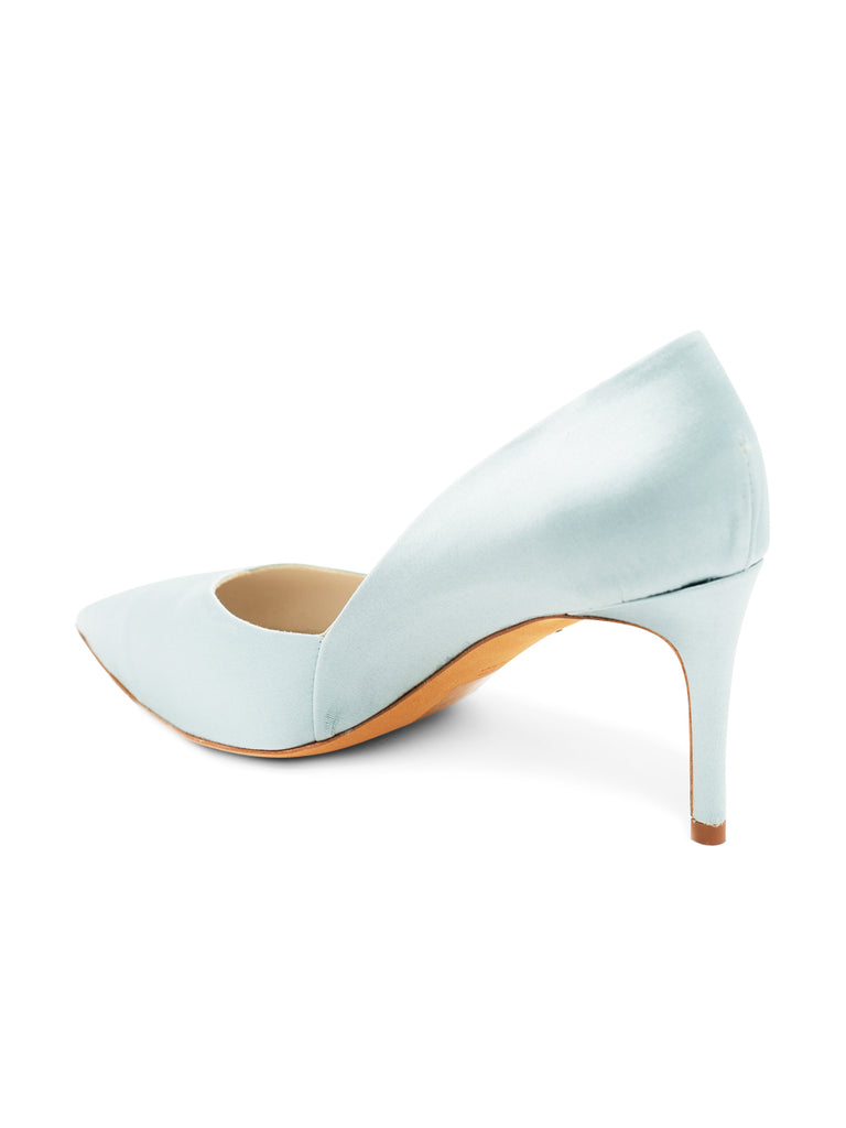 Something Bleu Women's Seline Pointed Toe Pump in Light Blue Silk