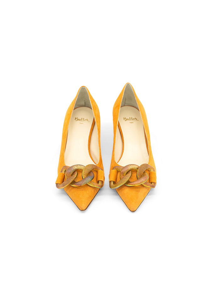Butter Shoes Women's Bimmi Pointed Toe Kitten Heel in Orange Butter Shoes Women's Bimmi Pointed Toe Kitten Heel in Orange