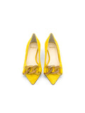 Womens Yellow Bimmi Pointed Toe Kitten Heel 5