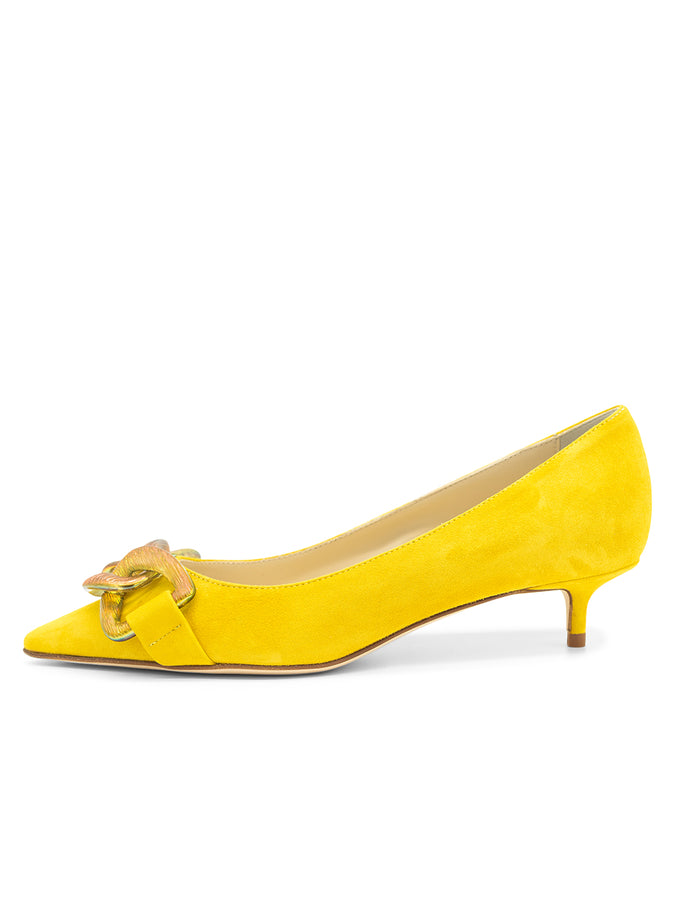 Womens Yellow Bimmi Pointed Toe Kitten Heel 7