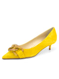 Womens Yellow Bimmi Pointed Toe Kitten Heel
