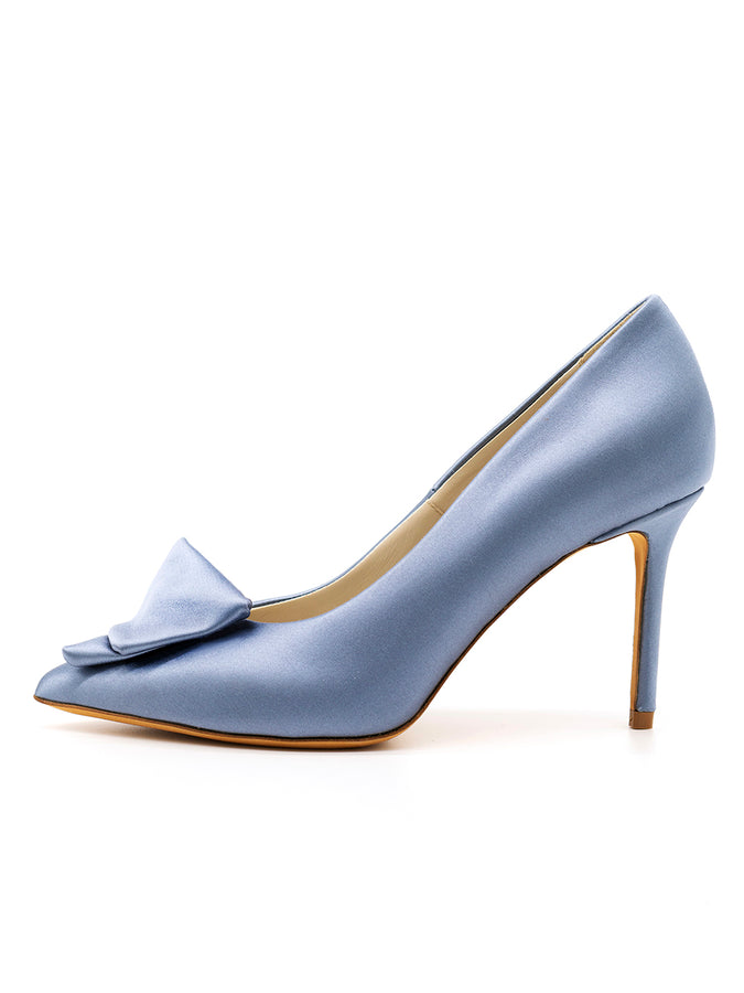 Something Bleu Women s Fallon Pointed Toe Heel in Blue Satin