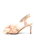 Womens Blush Satin Everlasting Flower Embellished Sandal 7