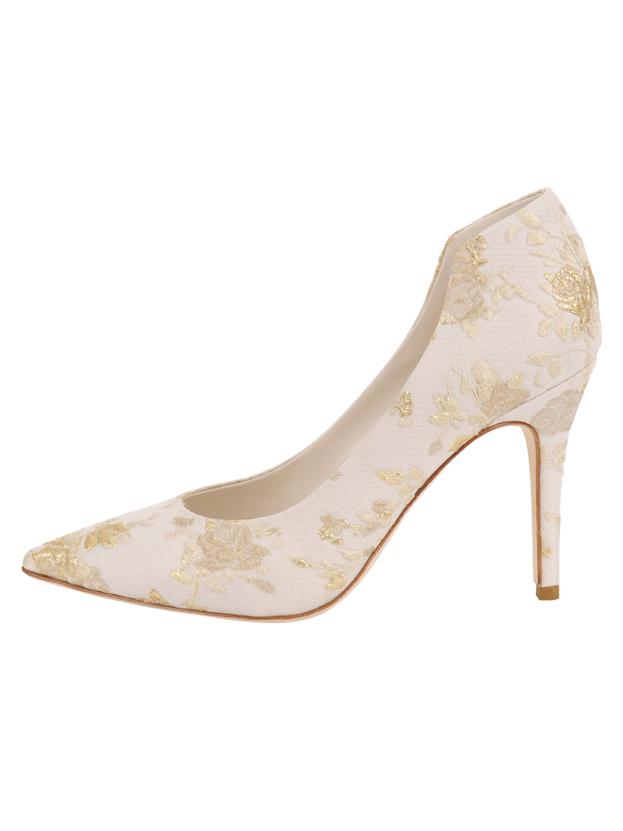 Something Bleu Women's Stella Pointed Toe Pump Brocade in Ivory