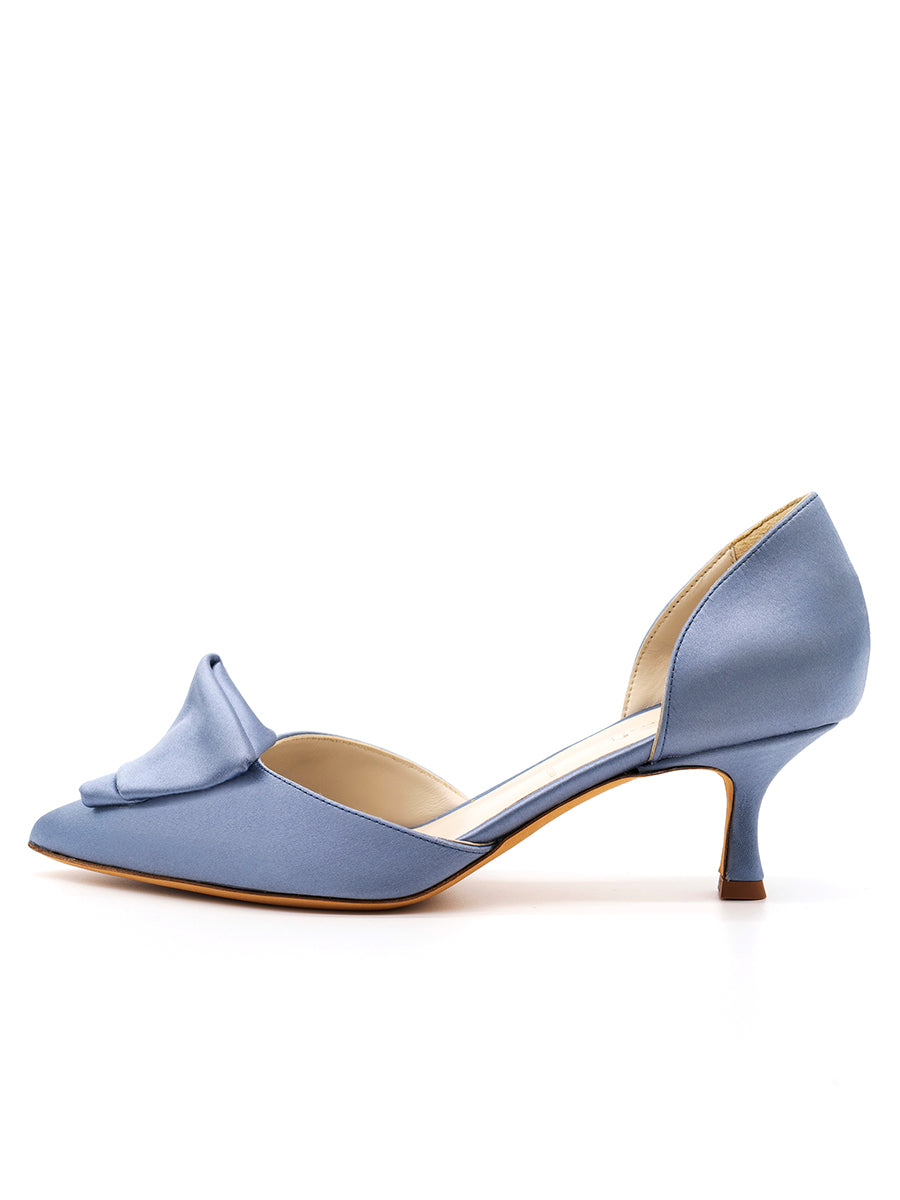 Something Bleu Women s Sadie D Orsay Kitten Heel in Blue Satin